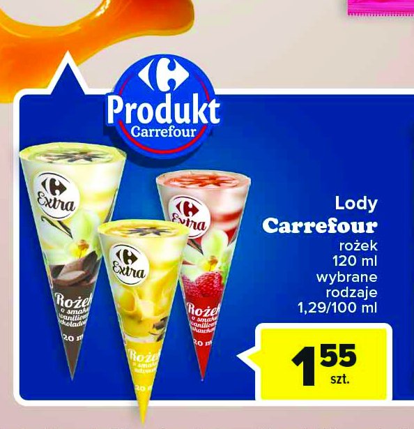 Rożek waniliowo-truskawkowy Carrefour extra promocja