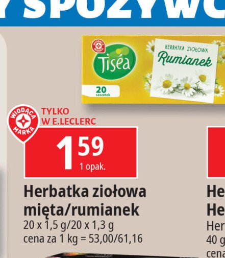 Rumianek Wiodąca marka tisea promocja w Leclerc