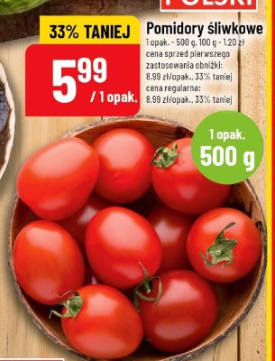 Pomidory śliwkowe 500 g promocja w POLOmarket