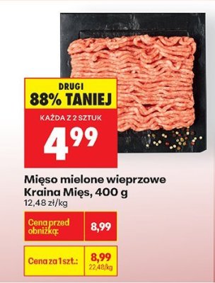 Mięso mielone wieprzowe Kraina Mięs 400g promocja w Biedronka