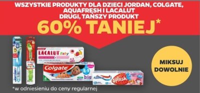 Produkty dla dzieci Jordan, Colgate, Aquafresh i Lacalut DRUGI -60% promocja w Netto