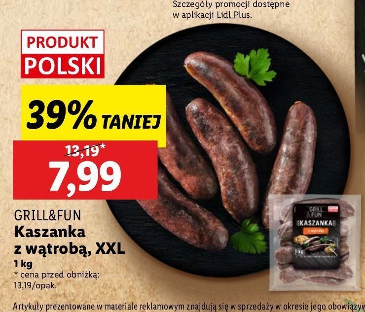 Kaszanka z wątróbką Grill and fun promocja w Lidl