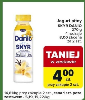 Jogurt pitny SKYR DANIO różne rodzaje promocja w Carrefour Express