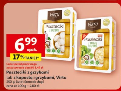 Paszteciki z grzybami lub z kapustą i grzybami Virtu promocja w Auchan