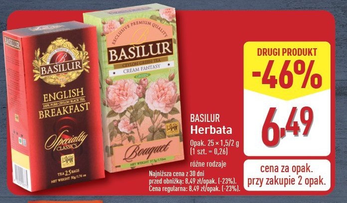 Herbata english breakfast Basilur promocja