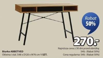 Biurko ABBETVED okleinowane promocja w Jysk