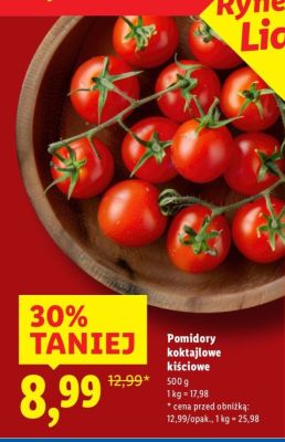 Pomidory koktajlowe ki艣ciowe promocja w Lidl