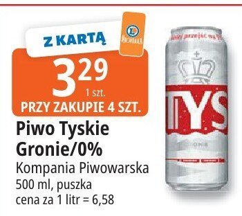 Piwo Tyskie Gronie 0% promocja w Leclerc