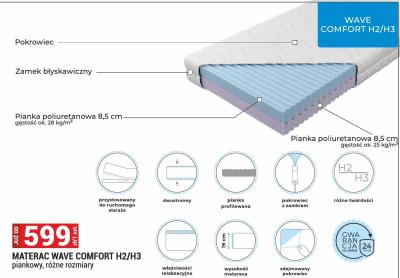 Materac WAVE COMFORT H2/H3 piankowy, różne rozmiary promocja w Merkury Market