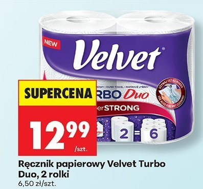 Ręcznik papierowy Velvet Turbo Duo, 2 rolki promocja w Biedronka