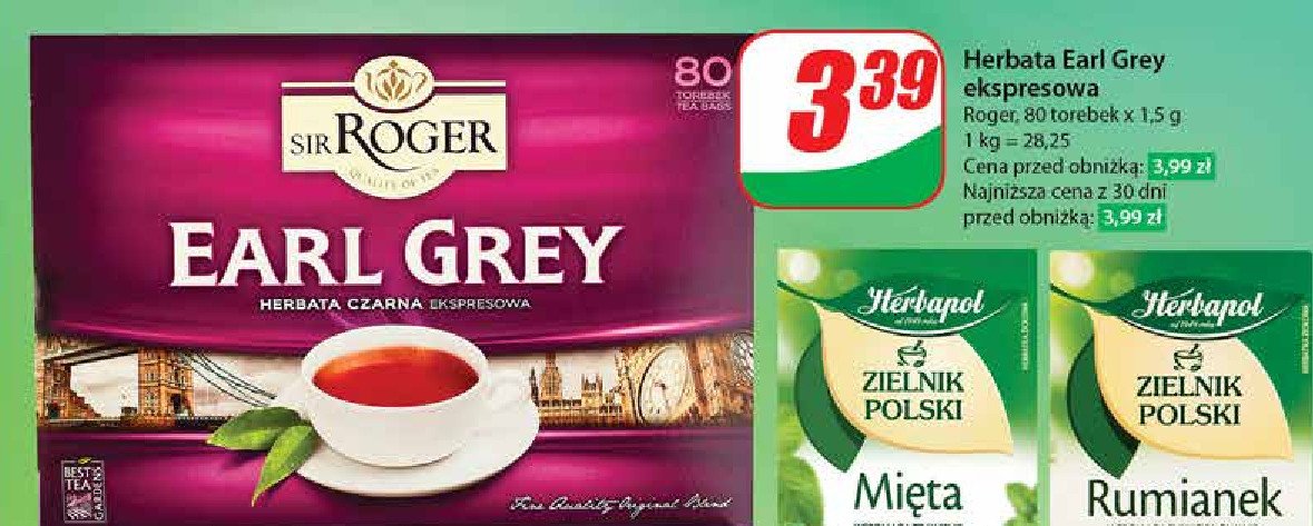 Herbata earl grey Sir roger promocja w Dino