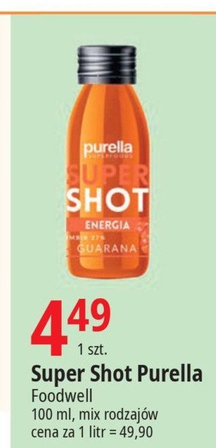 Napój super shot energy Purella superfoods Purella food promocja