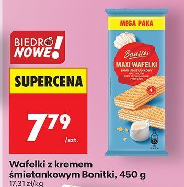 Wafelki z kremem śmietankowym Bonitki, 450 g promocja w Biedronka
