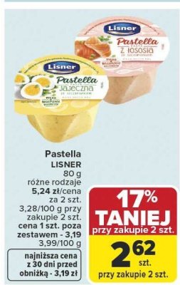 Pastella Lisner jajeczna różne rodzaje promocja w Carrefour