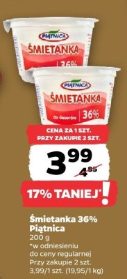 Śmietanka 36% Piątnica promocja w Netto
