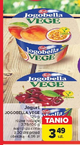 Jogurt brzoskwinia-marakuja Zott jogobella vege promocja