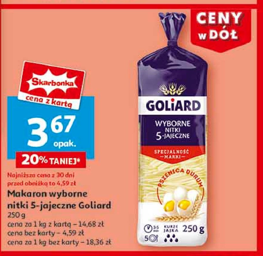 Makaron 5 jajeczny nitki Goliard promocja w Auchan