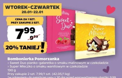 Bombonierka Super Mleczko o smaku waniliowym w czekoladzie promocja w Netto
