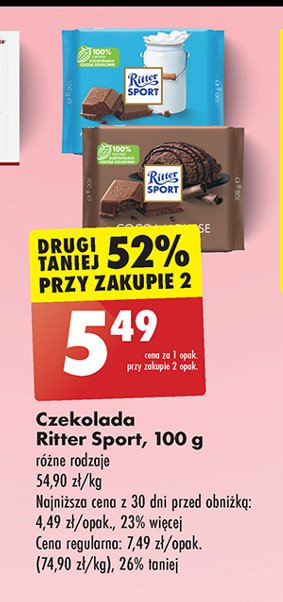 Czekolada fine milk Ritter sport promocja