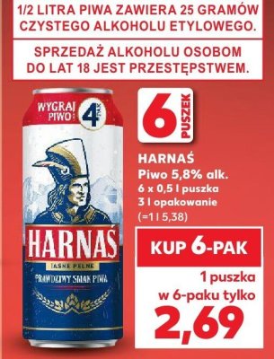 Piwo Harnaś 5,8% alk. promocja w Kaufland