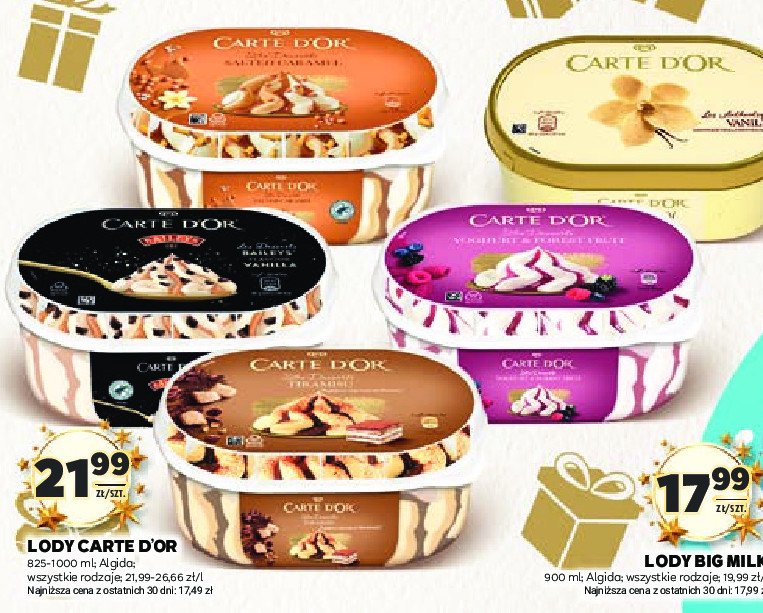 Lody yoghurt & forest fruit Algida carte d'or promocja