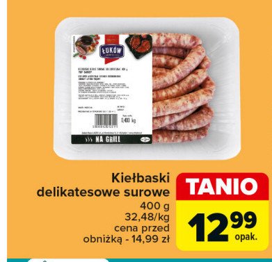 Kiełbaski delikatesowe surowe Łuków promocja