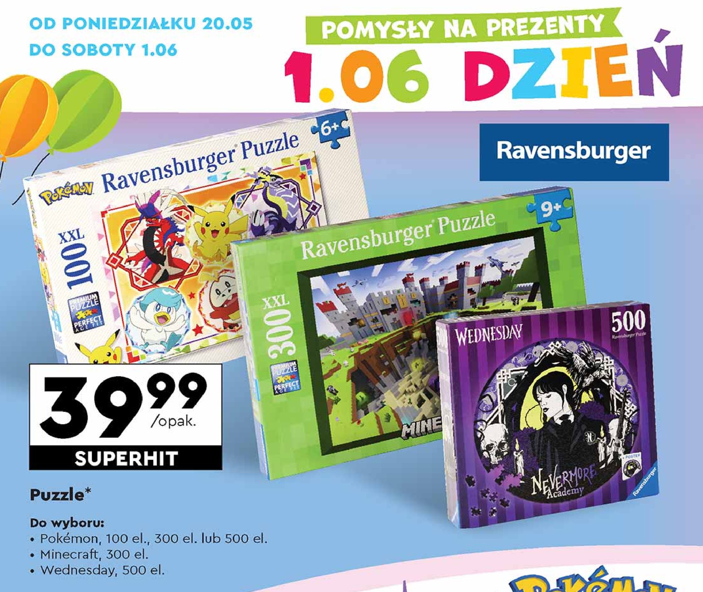 Puzzle pokemon el. 300 Ravensburger promocja