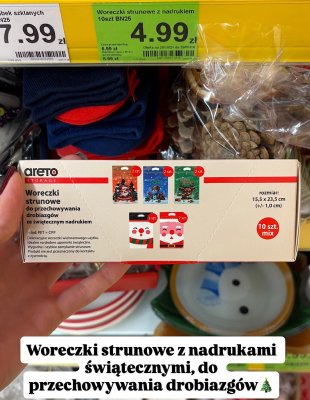 Woreczki strunowe z nadrukiem świątecznym  promocja w Dino