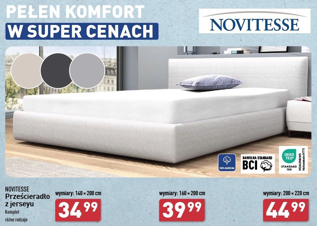 Prześcieradło z jerseyu z gumką 140 x 200 cm Novitesse promocja