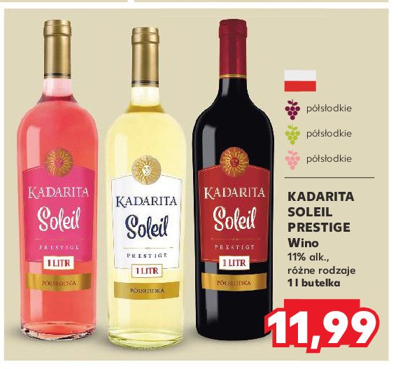 Wino półsłodkie KADARKA SOLEIL PRESTIGE RED promocja w Kaufland