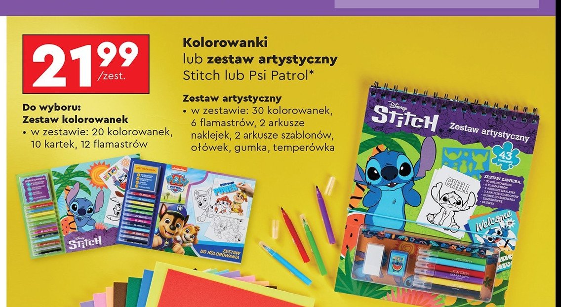 Zestaw artystyczny stitch promocja w Biedronka