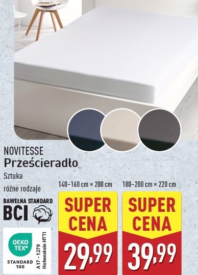 Prześcieradło z bawełny renforce 140 x 200 cm Novitesse promocja