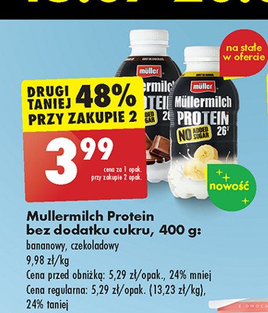 Napój mleczny bananowy Mullermilch protein promocja