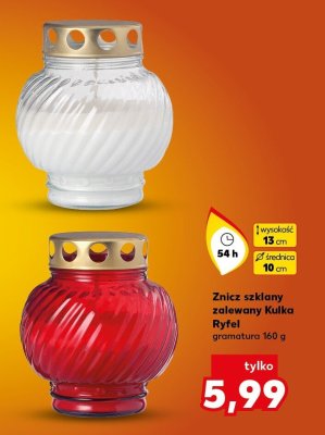 Znicz szklany zalewany Kulka Ryfel 54 h promocja w Kaufland