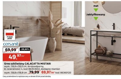 Gres szkliwiony Calacatta Mistari Cersanit promocja w Leroy Merlin