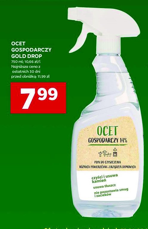 Ocet gospodarczy 14% Gold drop promocja w Stokrotka