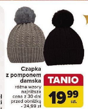 Czapka damska z pomponem promocja w Carrefour