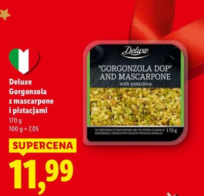 Ser gorgonzola Deluxe z mascarpone i pistacjami promocja w Lidl