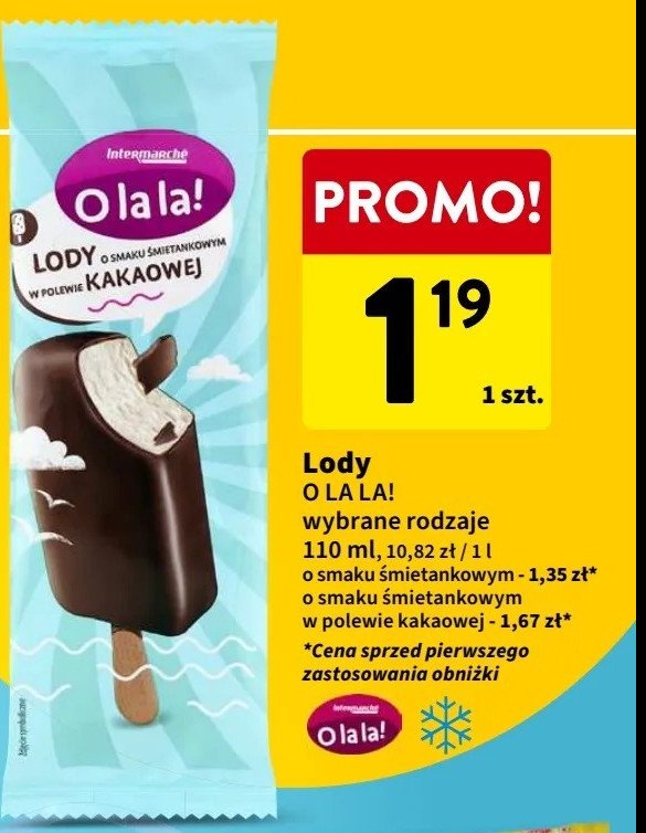 Lody śmietankowe w polewie kakaowej O la la! promocja