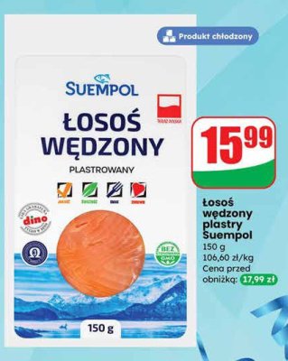 Łosoś wędzony plastrowany Suempol promocja w Dino