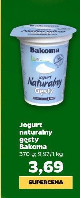 Jogurt naturalny łagodny smak Bakoma naturalny promocja w Netto