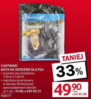 Mata na siedzenie dla psa CARTREND promocja w Selgros