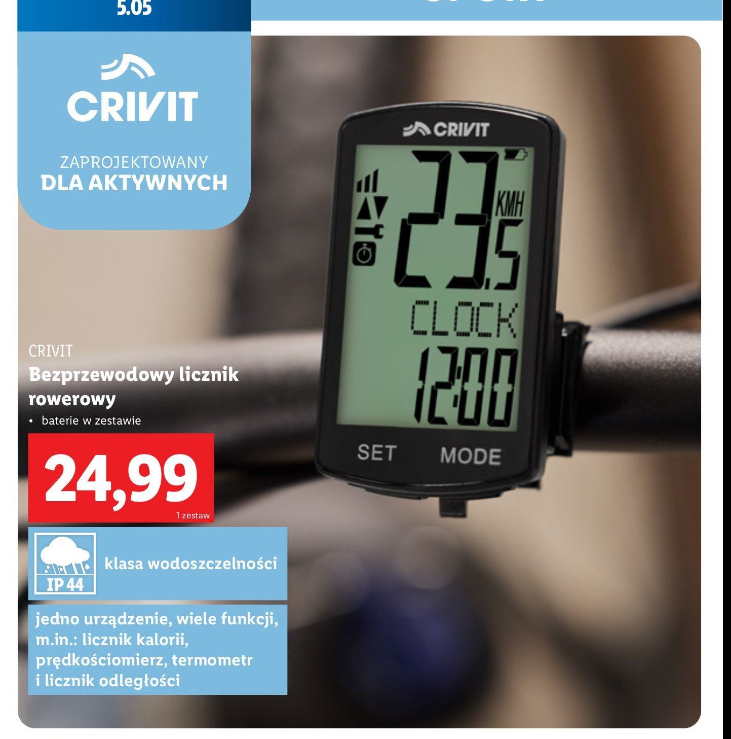 Licznik rowerowy bezprzewodowy Crivit promocja w Lidl