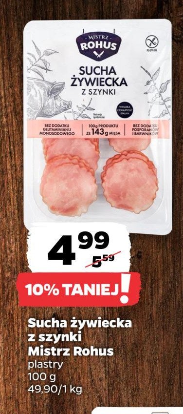 Kiełbasa żywiecka sucha z szynki Mistrz rohus promocja