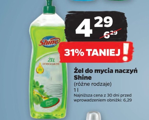 Żel do mycia naczyń fresh mint Shine rapid power clean promocja