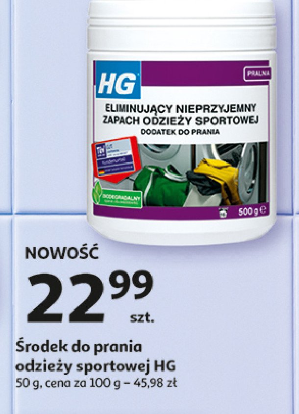 Dodatek do prania eliminujący zapach odzieży sportowej Hg pralnia promocja w Auchan