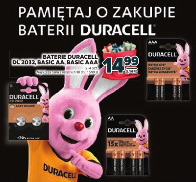 Baterie Duracell DL2032, Basic AA, Basic AAA różne rodzaje promocja w Stokrotka