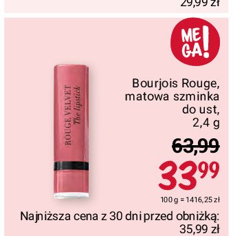 Szminka do ust berry formidable 11 Bourjois rouge velvet lipstick promocja