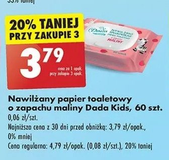 Papier toaletowy nawilżany malina Dada promocja w Biedronka