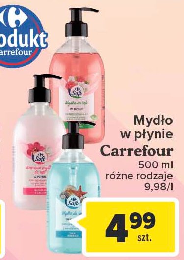 Mydło w płynie jasmin & rose oil Carrefour soft promocje